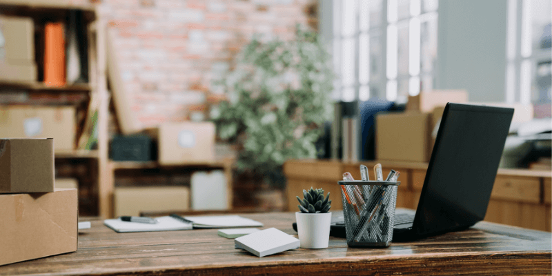 Desk at business office