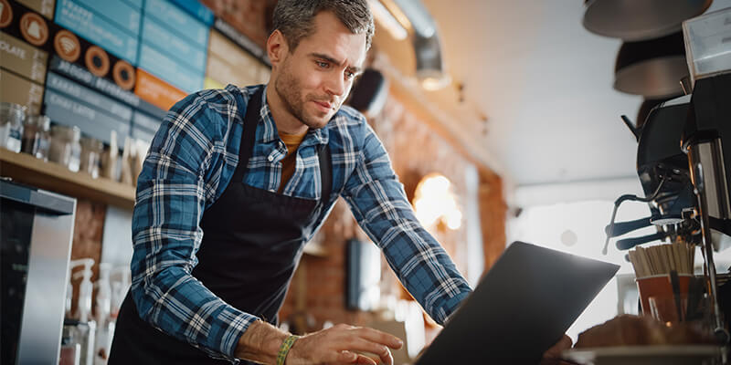 Business owner using computer