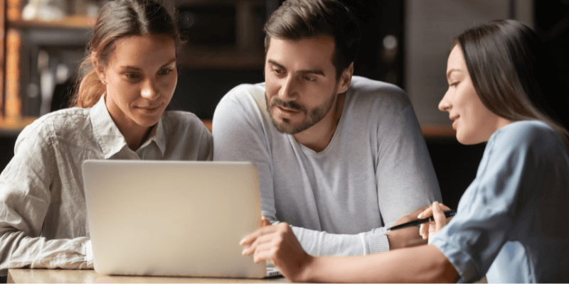 Employees working on laptop