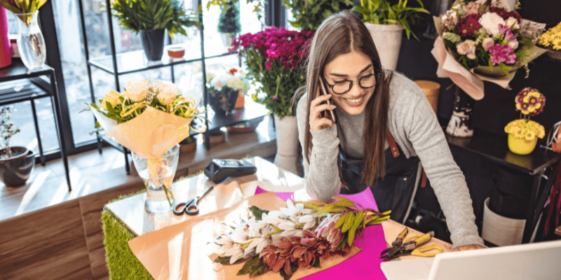 Florist on phone