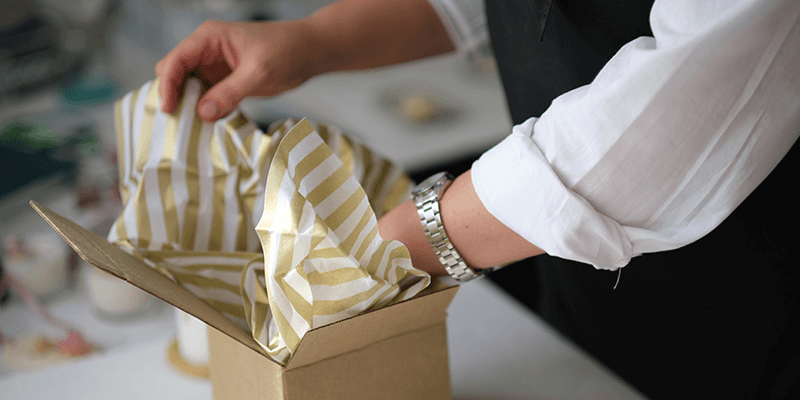 Gift shop employee working