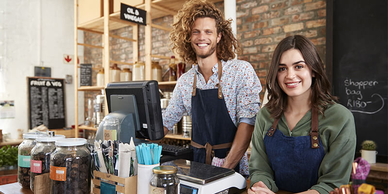 Employees working at a retail store