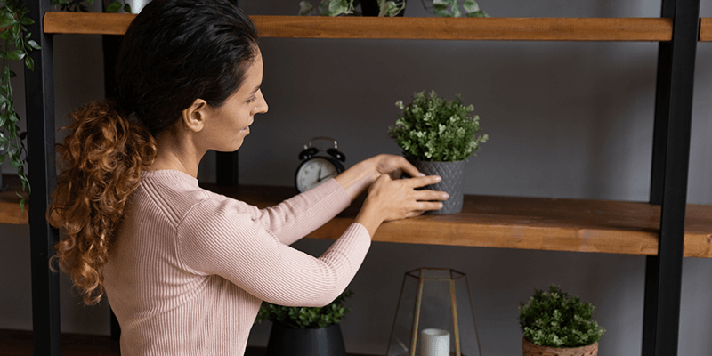 Interior decorator staging a home