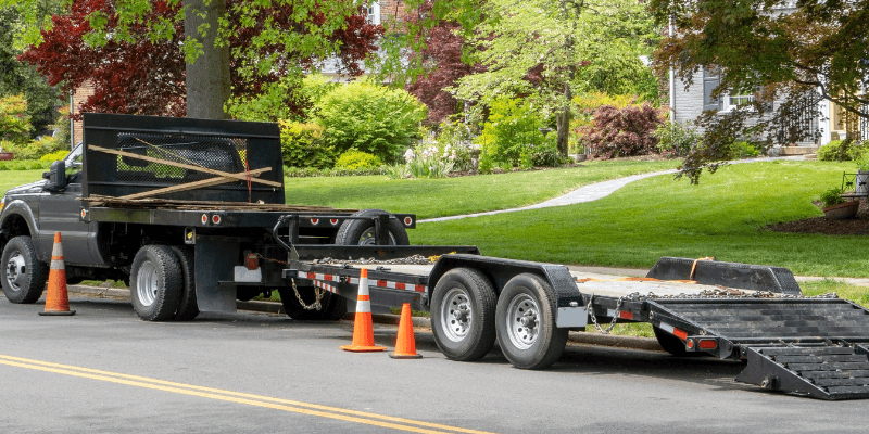 Lawn care truck outside of home