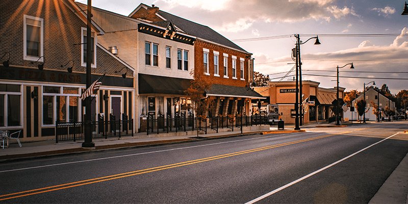 Restaurants located on a main street