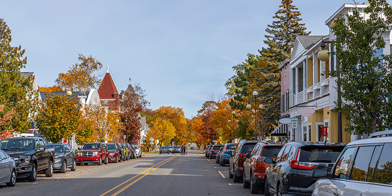 Businesses located on a main street