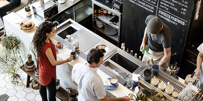 Customers at a coffee shop