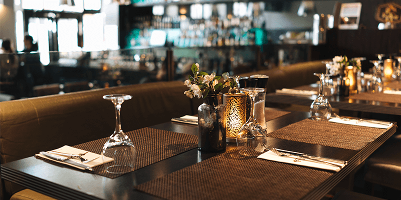 Table setting in a restaurant