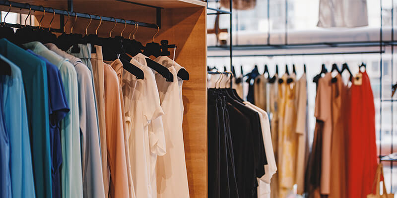 Clothing rack inside of a retail store