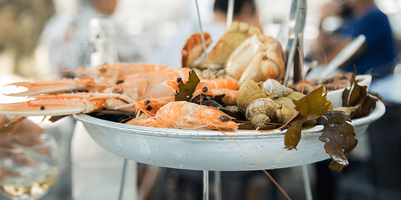 Seafood platter at a restaurant