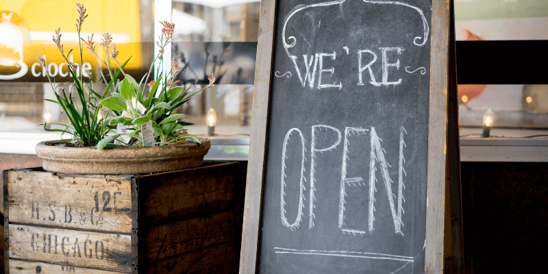 Open sign at a small business