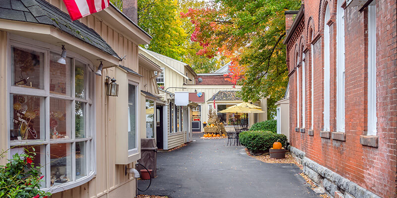 Small businesses in alleyway