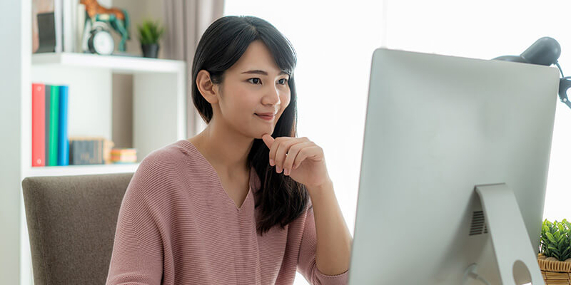 Woman working in home office