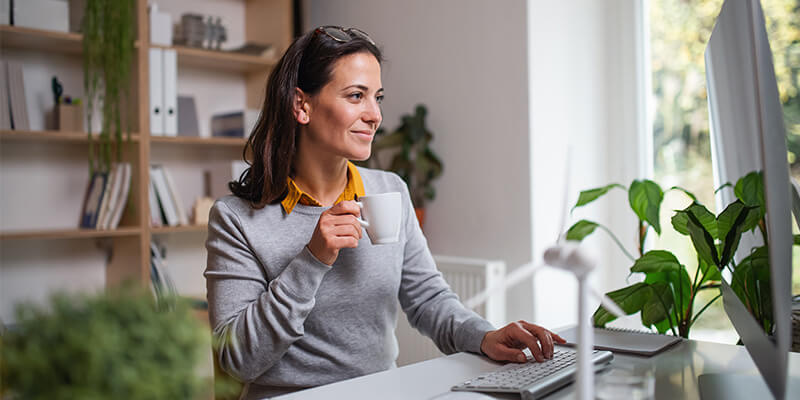 Woman working from home