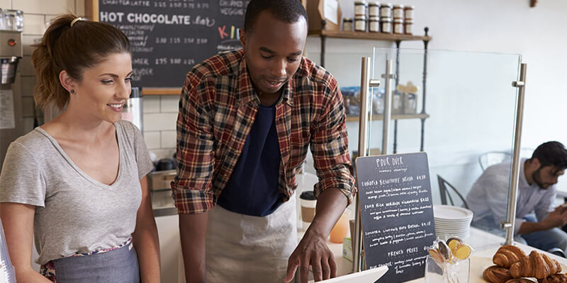 Two employees collaborating