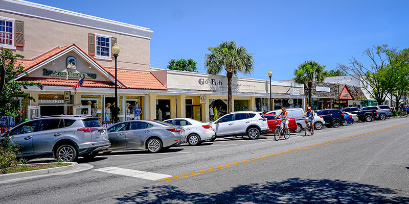 Walkable outdoor storefront businesses